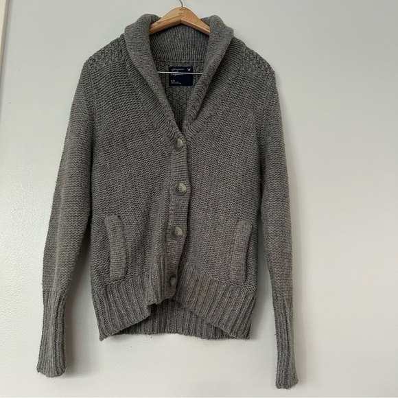 American Eagle gray button front grandpa cardigan L - Picture 1 of 7